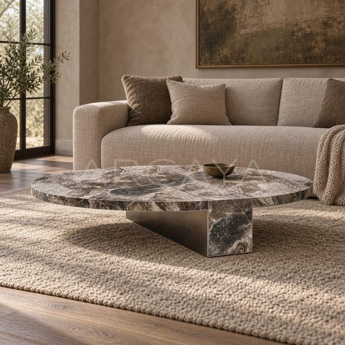 Aston Minimalist Marble Coffee Table Series in detail