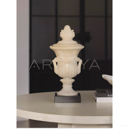 Faux Jade Carved Lidded Jar - scene