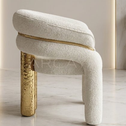 Cream White Hammered Gilded Chair - scene
