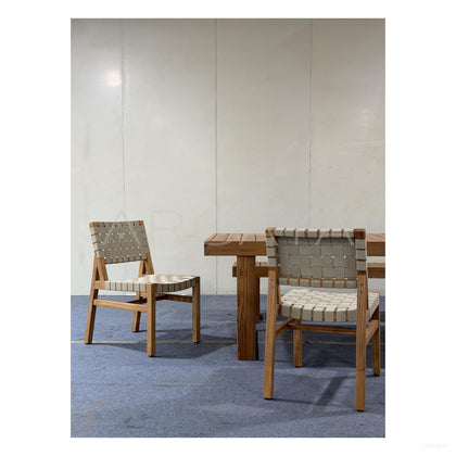 Teak Webbing Outdoor Set - scene