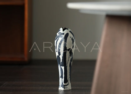 Dadan Hand Painted Ink Pattern Long Neck Vase - scene