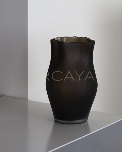 Vintage Misty Pleated Frosted Glass Vase - scene