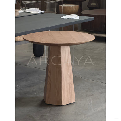 Minimalist Solid Wood Round Table - scene