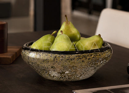 Handmade Silver Glazed Glass Fruit Bowl - scene