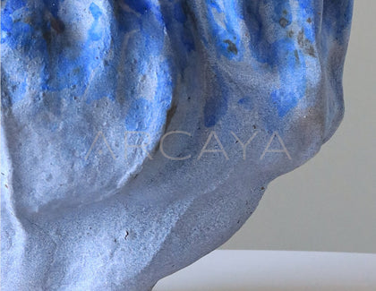 Hand Pinched Pleated Blue Grey Stoneware Vase - scene
