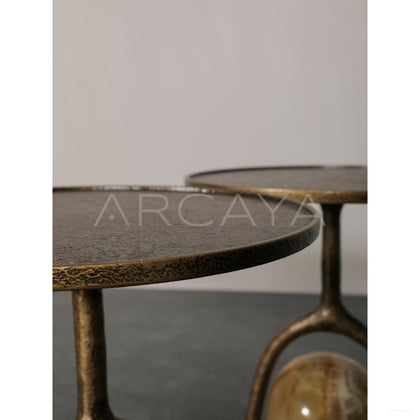Raw Stone Sculpture Nesting Side Table - scene