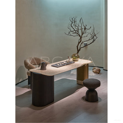 Gilded Light Stone Tea Table - scene