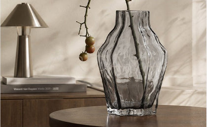 Angular Clear Glass Vase Dining - scene