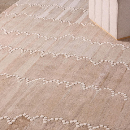 Light Khaki Wave Pattern Rug - scene