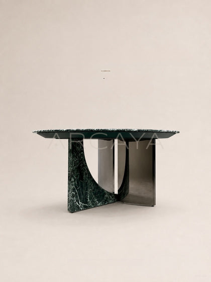 Daze Patek Jade Green Stone Round Dining Table - scene