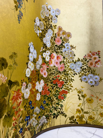 Gold Leaf Floral Folding Screen - detail