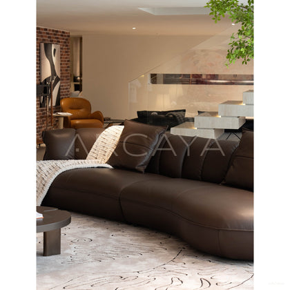 Coffee Bean Leather Sofa - scene