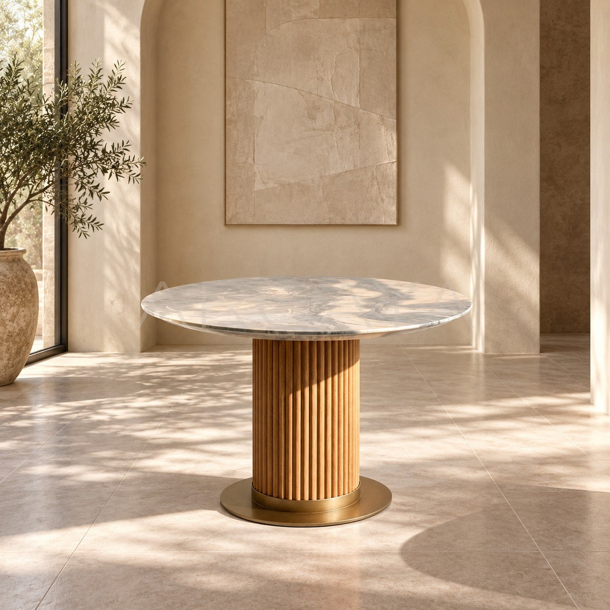 Murcell Oval Dining Table Brazilian Blue Quartz in detail
