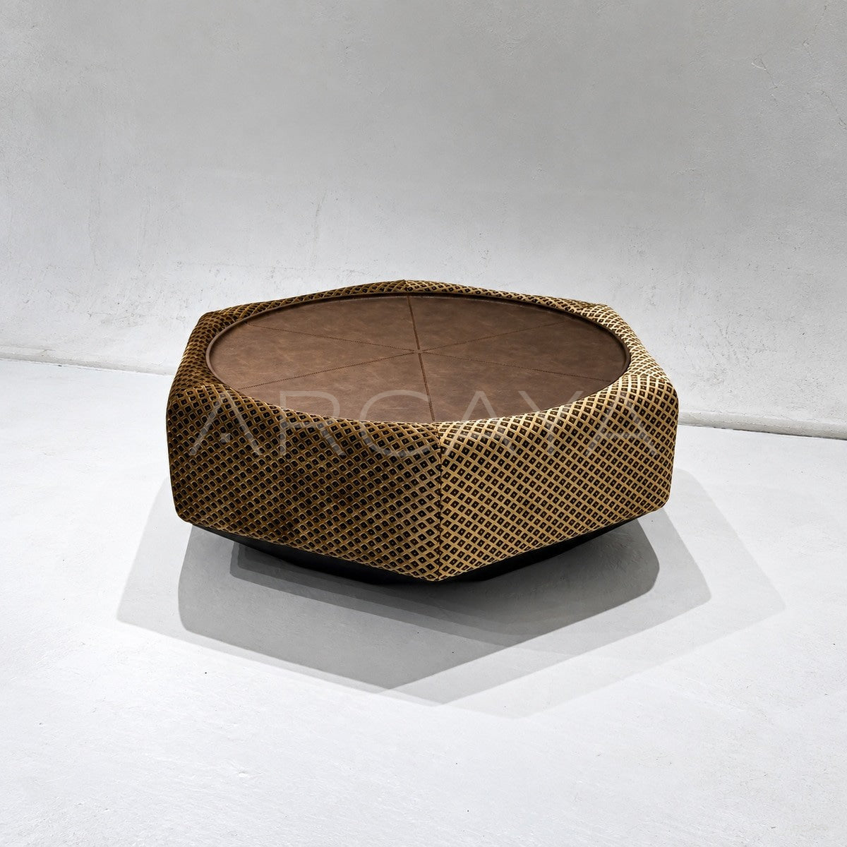Leather Plaid Fabric Coffee Table - main