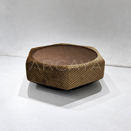 Leather Plaid Fabric Coffee Table - main