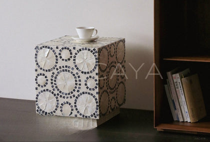 Shell Inlay Multi Use Side Table Stool - scene