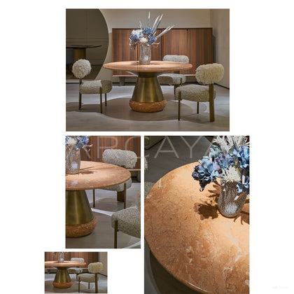 Orange Ice Jade Raw Stone Dining Table - scene