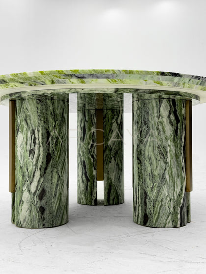 Natural Green Stone Round Dining Table - detail