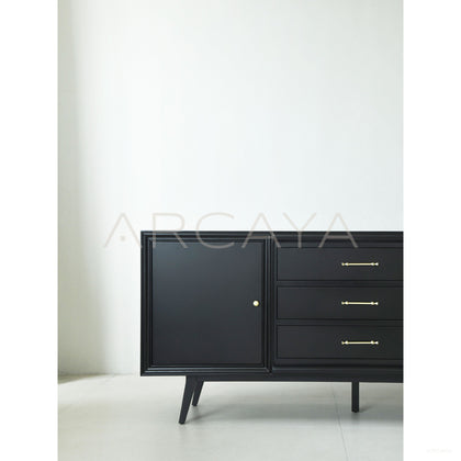 Vintage Minimalist Black Gloss Sideboard - scene