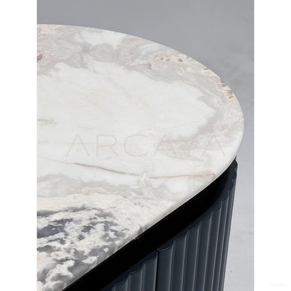 Ink Blue Vertical Lacquer Sideboard Rose Gold - scene