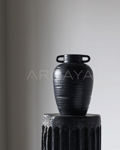 Black Double Ear Art Vase - scene