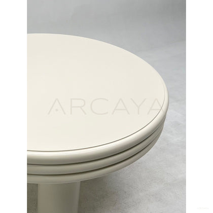 Cream Stacked Edge Column Leg Table - scene