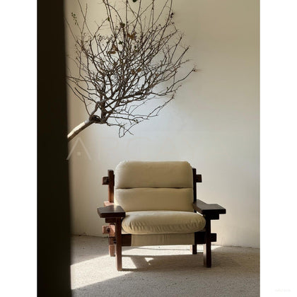 Natural Mid Century Single Lounge Chair - scene