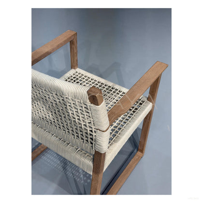 Teak Webbing Outdoor Dining Set - scene