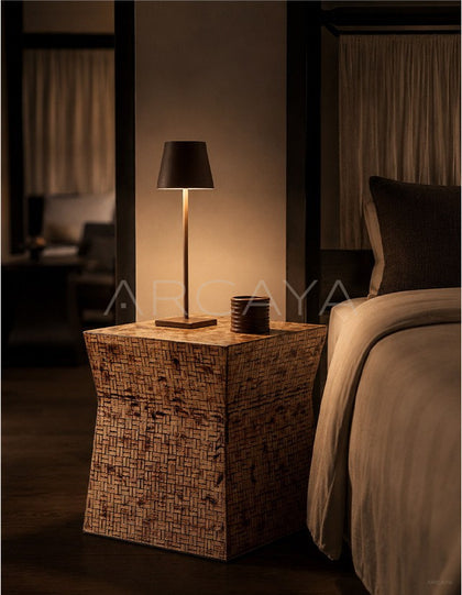 Handwoven Square Side Table - scene
