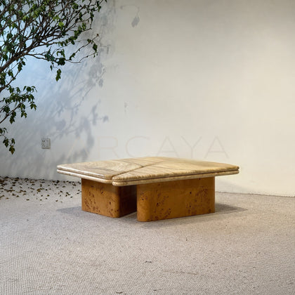 Gia Travertine Poplar Burl Coffee Table - main