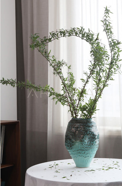 Vintage Deep Sea Blue Gradient Ceramic Vase - scene
