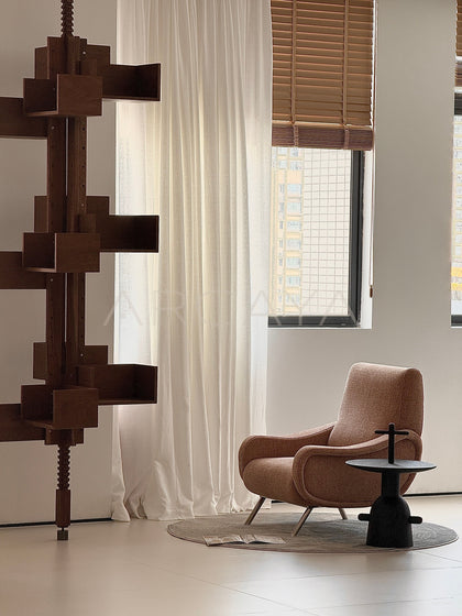 Metal Fabric Curved Lounge Chair - scene