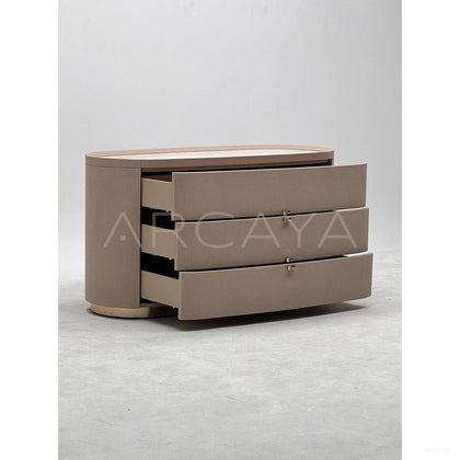 Woven Leather Matte Gold Chest Of Drawers - scene