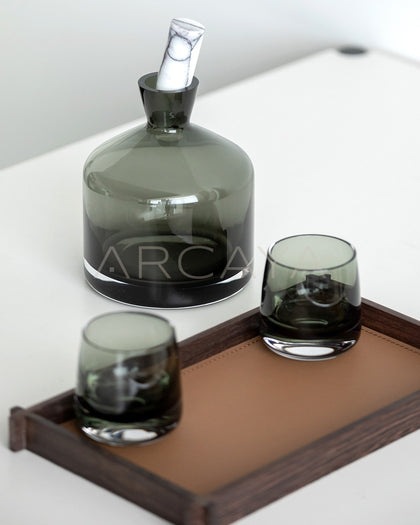 Smoked Glass Decanter Whisky Set - scene