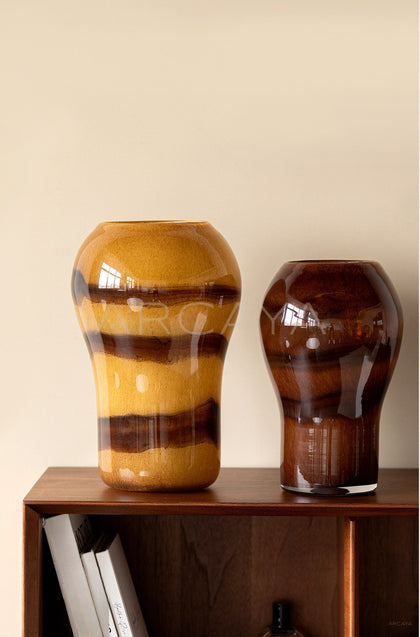 Vintage Brown Pattern Handmade Glass Vase - scene