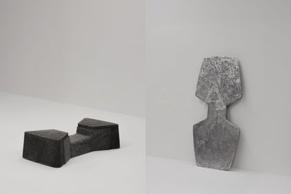 Exhuma Cast Metal Volcanic Stone Coffee Table - scene