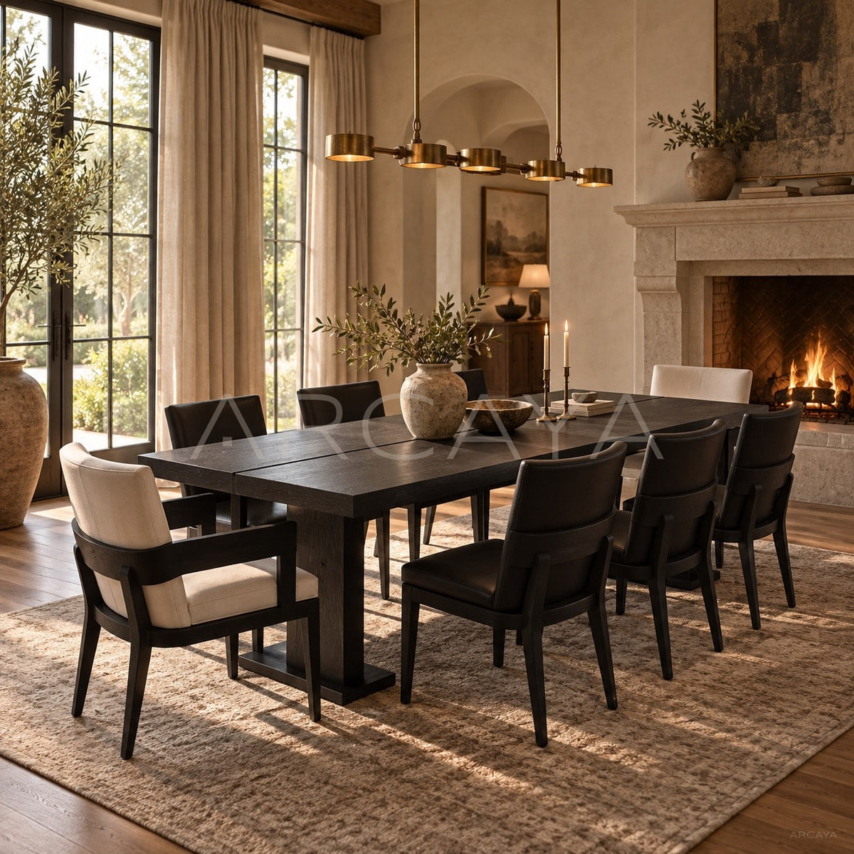 Black White Wood Quiet Piece — Dining Table in detail