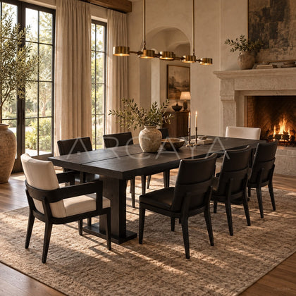 Black White Wood Quiet Piece — Dining Table - scene