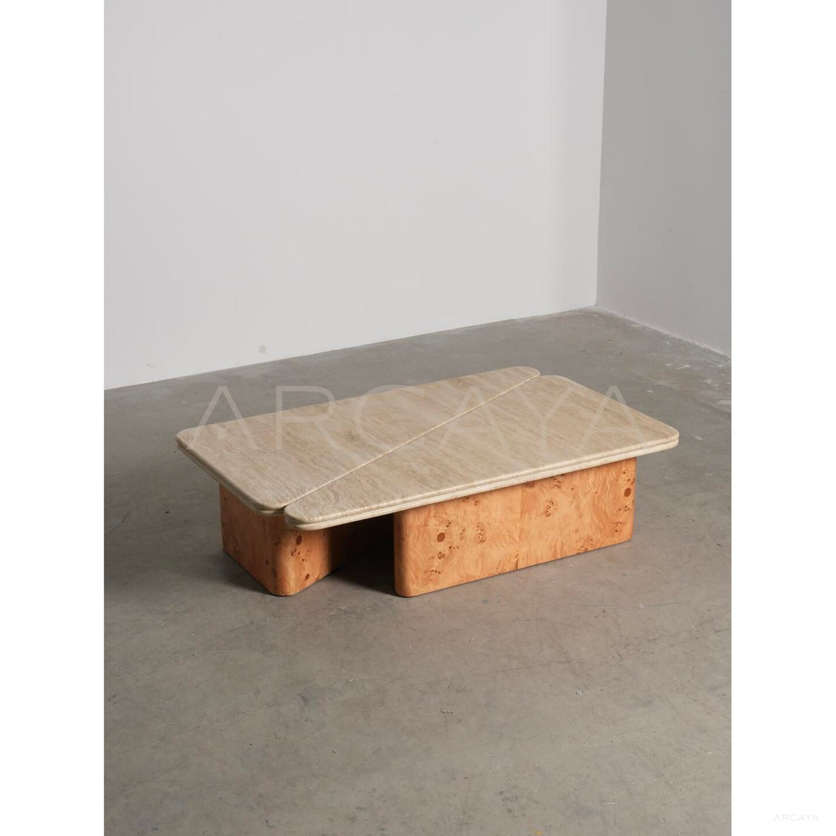 Raw Travertine Burl Coffee Table in detail
