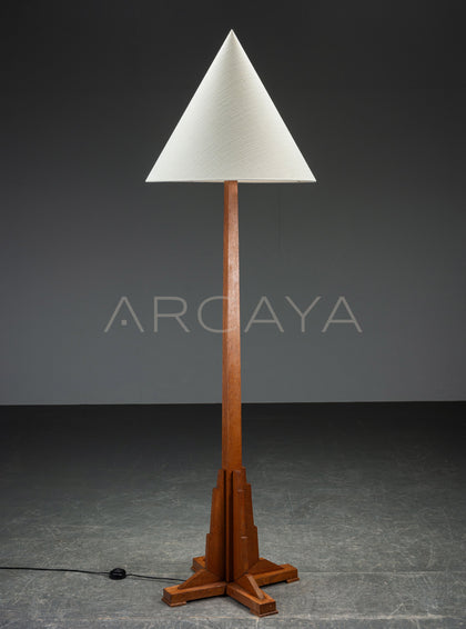 Natural Wood Triangle Floor Lamp - scene