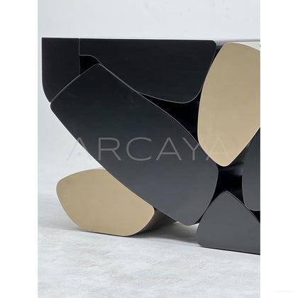 Geometric Stacked Sculptural Entryway Console - scene