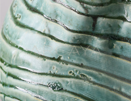 Wabi Sabi Green Rock Texture Ceramic Vase - scene