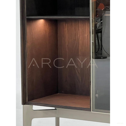 Smoked Wood Glass Display Sideboard - scene