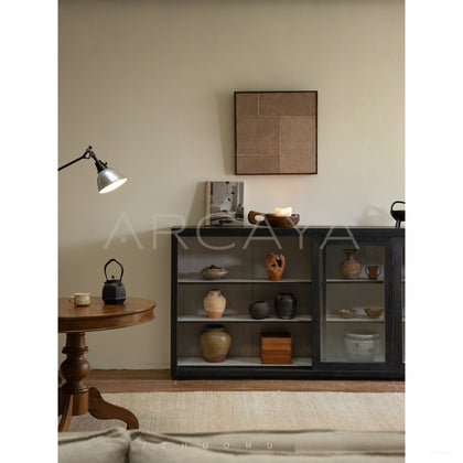Guanmo Teak Glass Display Cabinet - scene