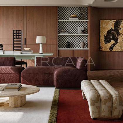 Red Grey Two Tone Wabi Sabi Rug - scene