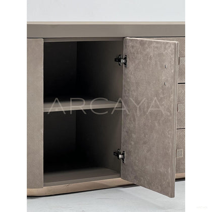 Diamond Velvet Curved Stone Sideboard - scene