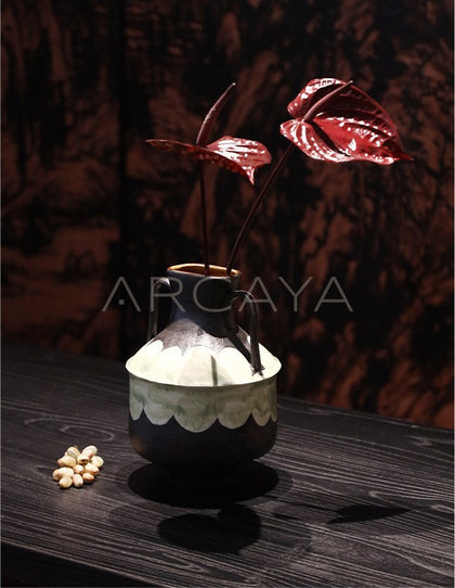 Dadan Double Ear Hand Painted Art Vase - scene