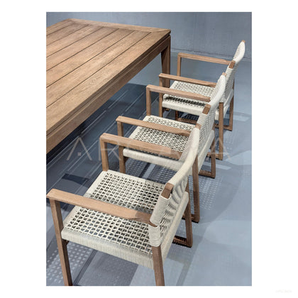 Teak Webbing Outdoor Dining Set - scene