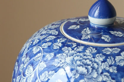Blue White Song Aesthetic Entryway Jar Vase - scene