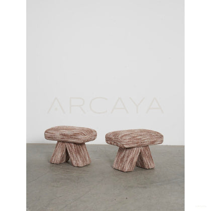 Bulbsquare Cotton Linen Vanity Stool - scene